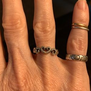 PANDORA Silver Twirly Heart Ring * Retired * Size: 52 = 6